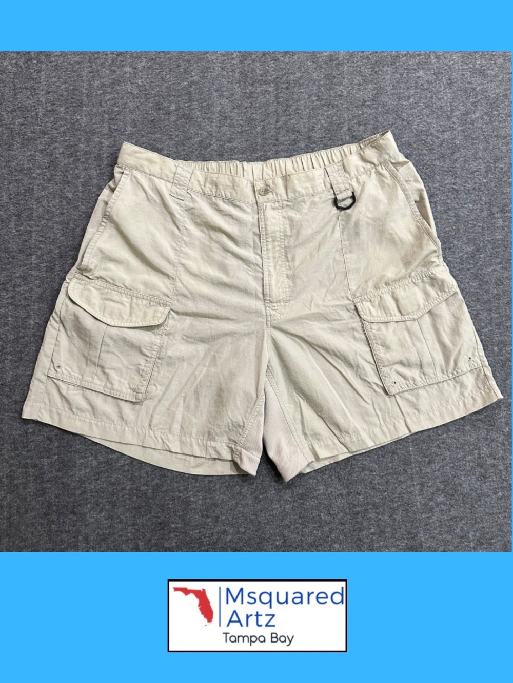 Columbia PFG Fishing Cargo Shorts Men's XL Beige Omni-Shade Nylon Outdoors 7in